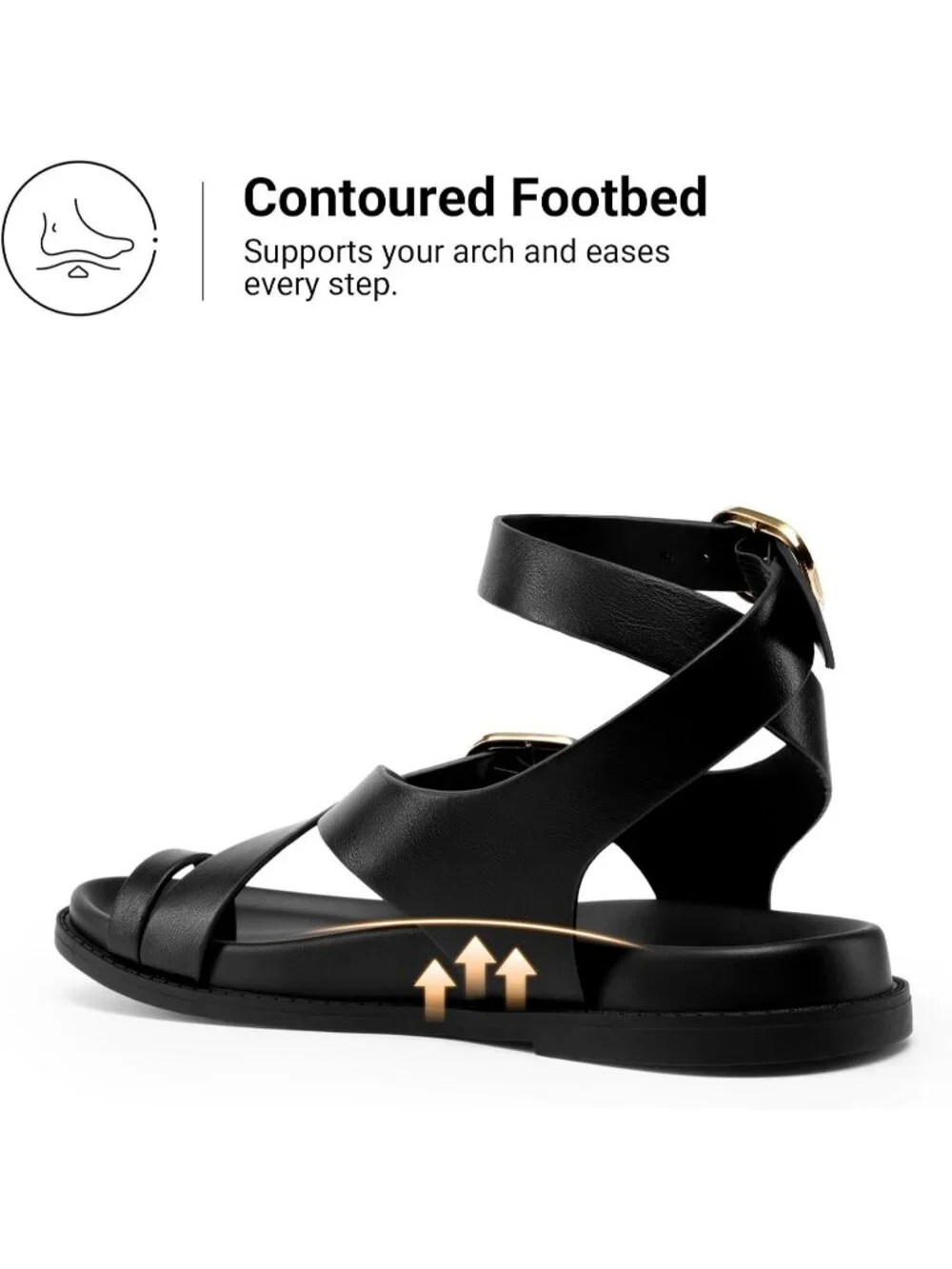 Women's Black Flat Solid Thong Comfortable Footbed Platform Strappy Sandal Shoes
